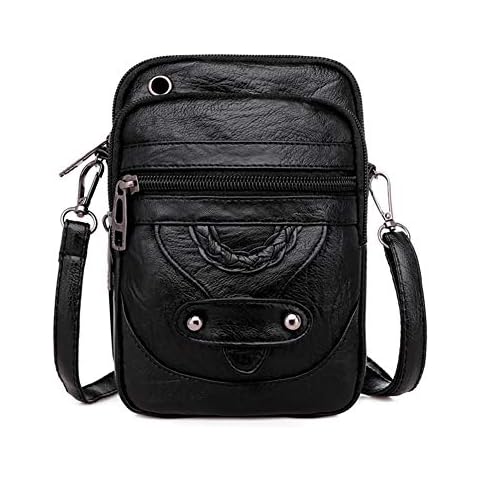 Shoulder Bags, Top-handle Bag Crossbody Bag Tote Handbags Women Solid Color Zipper Soft PU Mini Shoulder Bags Messenger Bags (Black) Cover