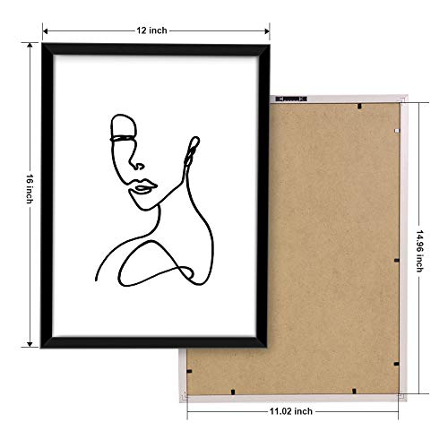ArtbyHannah Framed Minimalist Line Wall Art Decor Abstract Woman's Body Shape Picture Frame Collage Set Modern Poster Print Artwork for Home Bedroom Decoration (12 x16 Inch, 3 pieces)