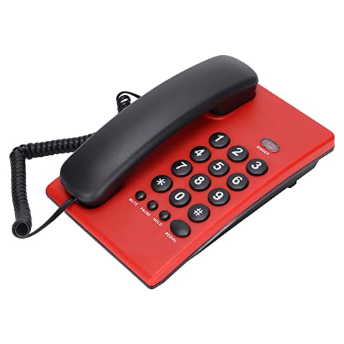 KX?T504 Desk Telephones Landline, Multi Functional Battery Corded Telephone with Pause/Mute/Hold/Redial, for Office Hotel Living Room(red)