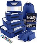 Veken 8 Set Packing Cubes for Travel Essentials, Suitcase Organizer Bags in 4 Sizes, Carry-On Luggage Accessories with Large Laundry & Hanging Toiletry Bag, Must-Have for Airplane, Road Trip & Camping