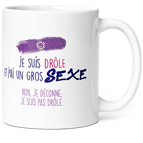 Mug Humour Gros Sexe Tasse Message drôle Coquin. Idée Cadeau Original pour Amis Couple Collègue Frère Pote Homme Amoureux pour Anniversaire Noël pour le Plaisir. Dino Mugs le Sourire dès le Réveil.