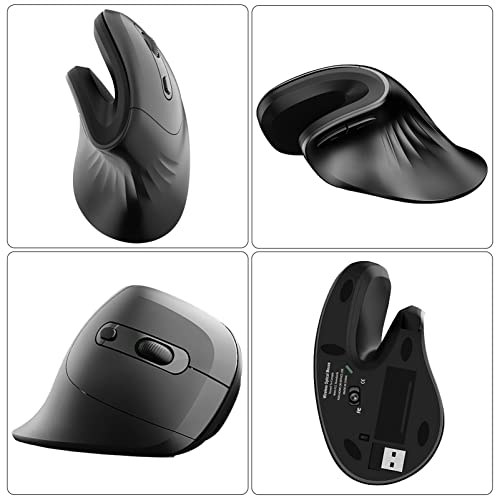 Image of Ergonomic Mouse, 2.4G Wireless Vertical Optical Mouse, Ergo Mouse High Precision Optical Mice with Adjustable 800 /1200 /1600 for Laptop, Desktop, PC, MacBook(Wireless Black)
