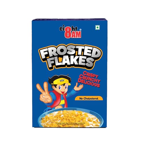 Image of 8:00 AM Frosted Flakes Cereal 480 Gram Box | Made With Golden Corn | 99% Fat-Free | Premium Corn Flakes | Low Cholesterol | Ideal Healthy Breakfast Choice | Crunchy & Delicious Morning Cereal