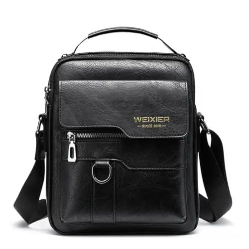 Bolsa de Ombro Masculina Couro Weixier Executiva Casual- Preto