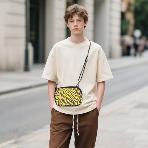 senya Cell Phone Purses Small Crossbody Bags Handbag Wallet for Women Mini Shoulder Bag Yellow Purple Zebra Pattern 6
