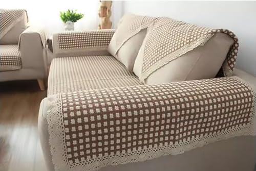 Housse de canapé d'angle marron 70x180 cm antidérapante universelle