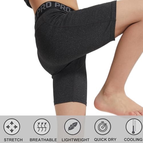 Youth Boys Football Compression Shorts with Pockets Running Athletic Underwear Soccer Performance Base Layer4