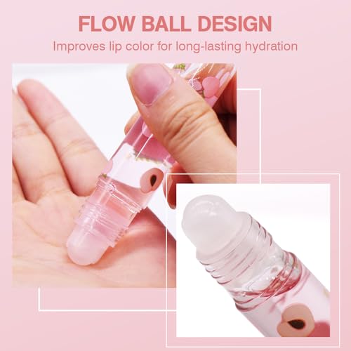 4. Bild von KUIRUNRX® Roll On Glitter Lipgloss, Farblos Durchsichtig, Glitzer-Aufrollen, Obst Geschmack Feuchtigkeitsspendende Lippenstifte für Trockene Lippen (Fruity, 6pcs)