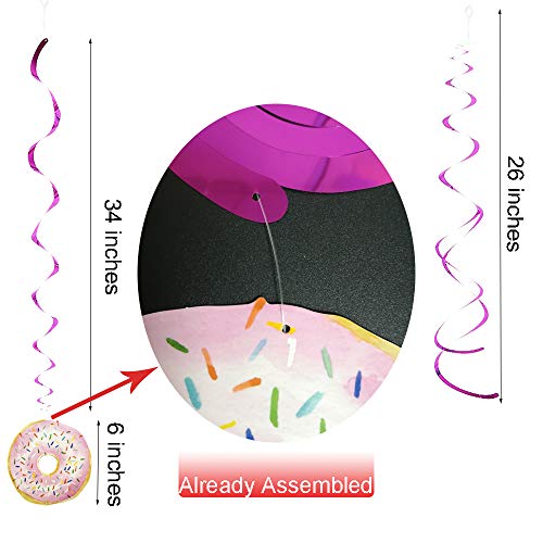 30Pcs Donut Hanging Swirl Decoration Kit - Donut Theme Birthday Banner Garland For Donut Grow Up Birthday Baby Shower Party Supplies #TOP3