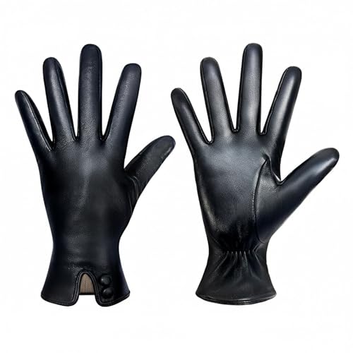 Haengbuk Winter Leather Gloves for Women Black/Medium