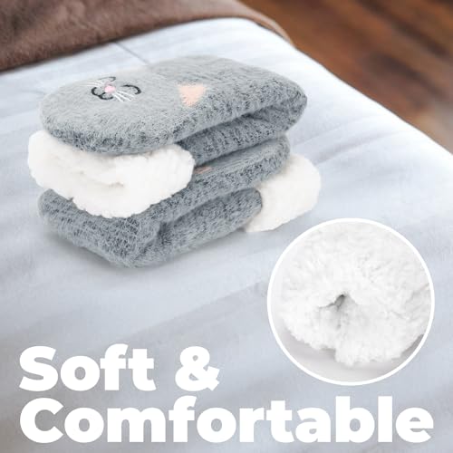 Slipper Socks for Women with Grippers Fuzzy Warm Soft Cozy Snuggle Socks,Thick Cute Cartoon Animal Plush-lined Valentines Day Gifts for Her4