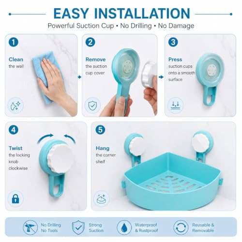 Image of 2 Pcs Bathroom Organizer, Self Adhesive Bathroom Shelf, Shampoo Holder for Bathroom, Washroom Storage Organizer, Bathroom Rack for Wall, No Drill Wall Shelves, Bathroom Corner Shelves (2, Medium)