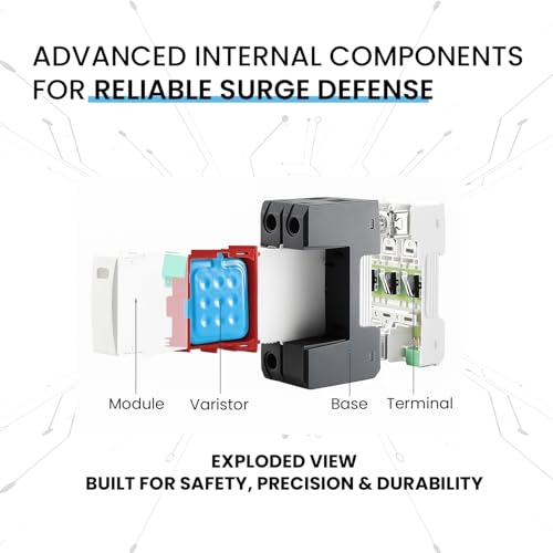 Image of Surge Protector 4 Pole T2+T3, Fine-Level Type 3 Surge Protection, Safeguards Sensitive Electronics, Residual Lightning & Power Surge Safety Device