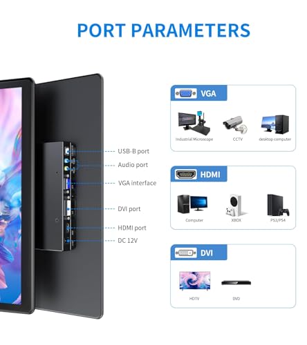 Image of 15.6 inch Portable Touchscreen Monitor, FHD 1920x1080 IPS Ra Pi Touch Screen Monitor for Laptop HDMI VGA DVI 10-Point Touchable Display VESA 75x75 Mountable for Laptops PC Pi POS Kiosk Home Industrial