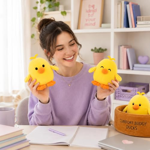 Image of Emotional Support Ducks, Cute Duck Stuffed Animals, Funny Gifts | Cute Stuff, 5 Comfort Buddy Ducks with Cozy Carrying Nest, Stress Relief Gifts, Squishy Duck Pals for Friends and Loved Ones