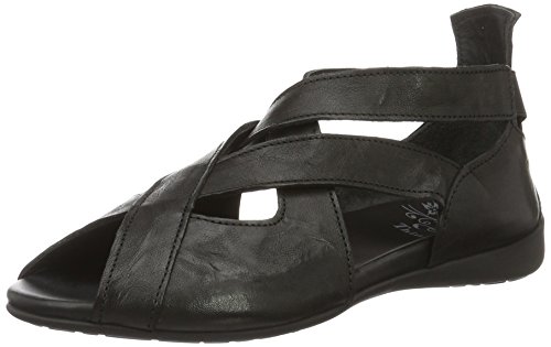 Think JAEH, Sandali con Zeppa Donna, Nero Schwarz