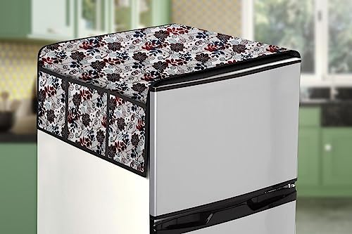 Image of Stylista Refridgerator top Cover Suitable for Samsung RR20A271BU8 /NL, 192 Liter Fridge, Dimension (WXD) 65x111 CM, Traditional Pattern Cream