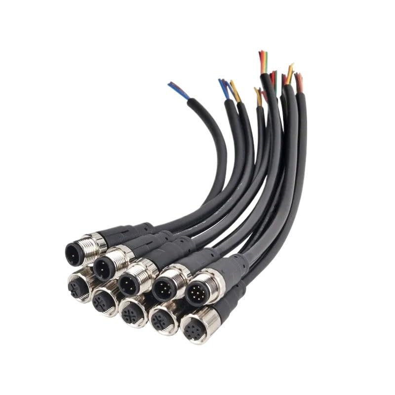 1Pcs M12 Connector 2 3 4 5 8 Pin Male/Female Aviation Plug IP67 Water Proof Wire A Type 20cm p/;vc Cable(F,8Pin)