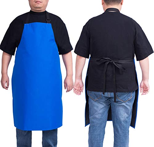 Alipobo Waterproof Apron For Men And Women, Durable Heavy Duty Extra Long Adjustable Bib Apron For Kitchen Cooking, Dish Washing, Butcher, Dog Grooming, Lab Work, Blue #TOP1