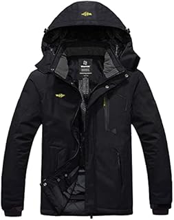 Wantdo Men's Outdoor Fleece Ski Jacket Windproof Rain Jacket Black,X-Large
