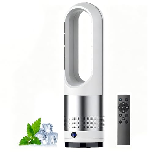 Ventilateur tour sans pales chaud et froid de 45,7 cm avec oscillateur, circulateur d'air à 8 vitesses, minuteur, purificateur intelligent à télécommande...