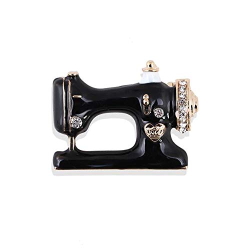 LARVOVUE Black Sewing Machine Brooch