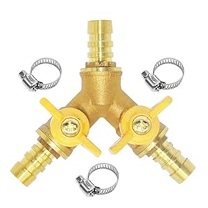 Beduan 3 Way Shut Off Ball Valve, 3/8″ Hose Barb 2 Switch Brass Y Shaped Valve