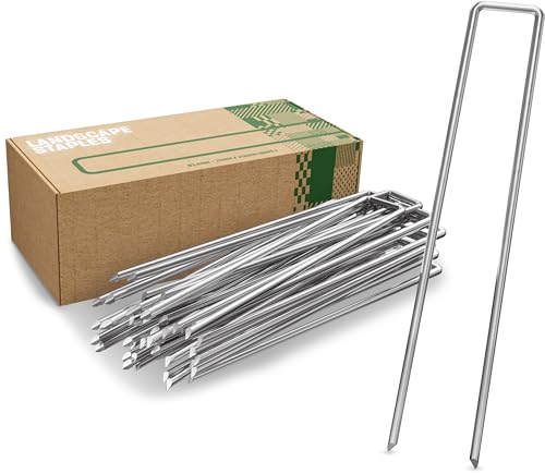 GardenGloss Picchetti in Acciaio Zincato per Terreni Estremamenti Duri - 200 mm di lunghezza, 25 mm di larghezza, Ø 3.8 mm (50 pezzi)