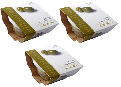 Villaolivo - Pack 3 Uds. 125 gr. Paté o tapenade de aceitunas verdes 100% natural