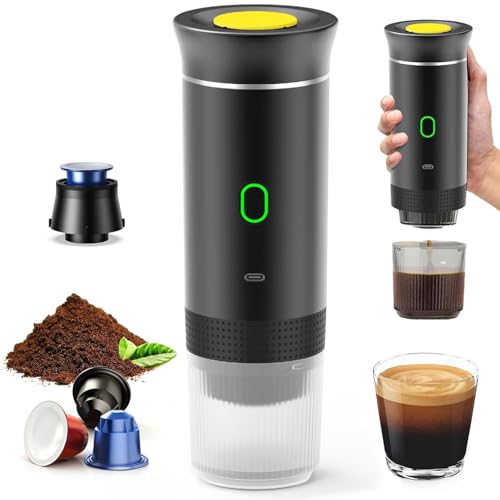 Lista de Termo Cafetera , tabla con los diez mejores. 42 WEAGP Máquina Espresso Portátil, Cafetera Portátil 3 en 1 con Infusión en Frío y Calentamiento 4-6 Minutos Autocalentable Eléctrica Cafetera para Coche con Taza de 150 para...