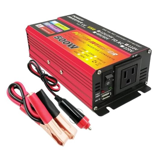 500W Car Power Inverter 12V/24V DC to 110V AC Converter with 1 AC Outlets & USB Port - Heavy-Duty Aluminum Alloy Compact Size for laptop RV Truck Camping- Overheat/Overload/Short Circuit Protection