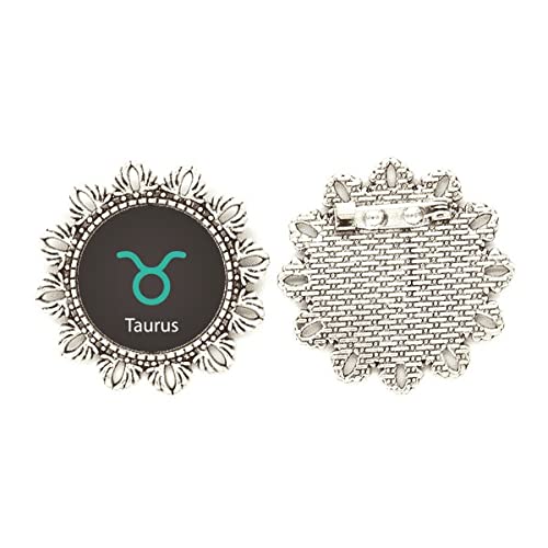 Broche de plata Tauro en tamaño medium con diseño de constelación de mayo y abril