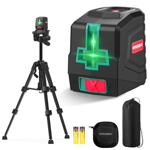 HYCHIKA Laser Level with Tripod 360° Self Leveling, Rotary Laser Measuring Tool with Tripod 26 In, Green Cross Line Laser for Picture Hanging DIY Construction Renovation Floor Tile Class II, <1mW