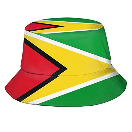 ROSIHODE Cute Guyana Flag Print Bucket Hat Summer Travel Fisherman Cap Packable Outdoor Guyanese Cap for Women Men Teens