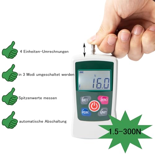 Beslands AMF-300 Digitales Kraftmessgerät 300N Tragbares Druck- und Zugmessgerät Digitales Kraftmesser