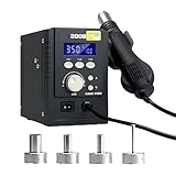 【Contrôle numérique précis et intelligent de la température】Le pistolet thermique numérique est doté d'un écran LCD haute définition affichant une plage de température de 100 °C à 500 °C. Le chauffage par flux d' spiralé et le volume réglable assurent une chaleur sûre et uniforme pour les composants sensibles lors de la réparation de cartes mères PCB, du soudage et du dessoudage CMS et de la réparation de puces CI.