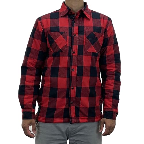 FAIRY BOUTIQUE Mens Sherpa Fleece Lined Shirt Tartan Check Pocket Shacket Long Sleeve Button Down Winter Jacket Shirt(Red 2X-Large) - Image 3