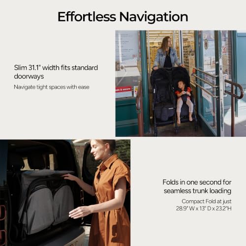 Image of Mompush Lithe Double Stroller, Lightweight Side by Side, Infant & Toddler