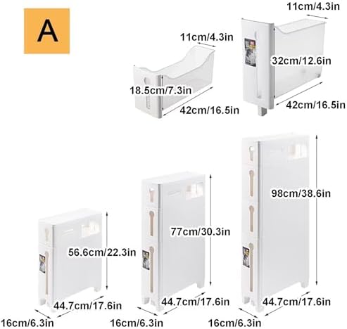 Narrow Slim Rolling Storage Cart and Organizer, 6.3 Inches Toilet Paper Holder Stand Skinny Bathroom Storage Cabinet Cart with Drawers (Size : B-3 Tier)