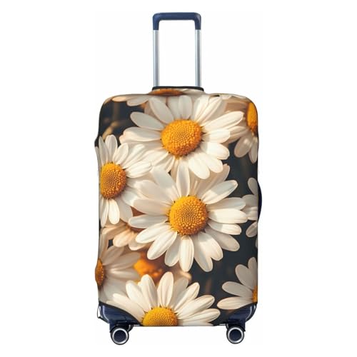 Flowers Daisy Elastic Travel Luggage Cover, Washable Spandex Suitcase Protector, Anti-Scratch Fits 18-32 Inch