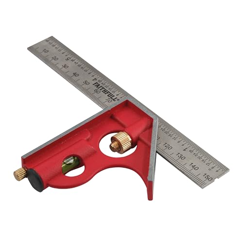 Équerre combinée Faithfull 150 mm (6 po) – Outil de mesure et de traçage multifonction avec règle en acier inoxydable, niveau à bulle et pointe à...