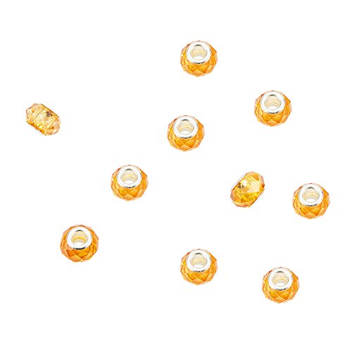 Nbeads 100Pcs Gold Color Crystal Glass Charms, Faceted Lampwork Beads Large Hole European Charms Beads Fit Bracelet Jewelry Making #TOP7