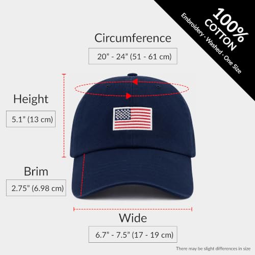 Image of USA Flag & Embroidery Premium 100% Cotton Low Profile Adjustable Baseball Dad Cap
