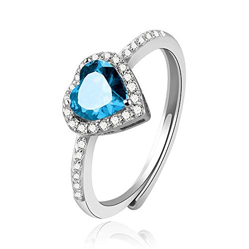 Jpjzy Brbam Zircon Birthstone Heart Rings Adjustable Design Crystal Embellished Birthday Ring Gift For Girls And Women cover