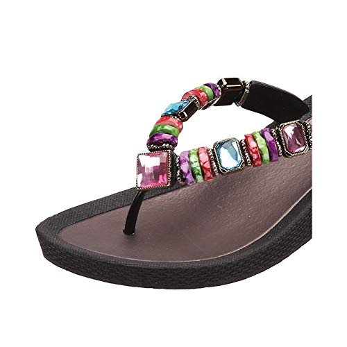 Women's 26462E Rainbow Wedge Jeweled Waterproof Molded Sole Summer Thong Sandal2