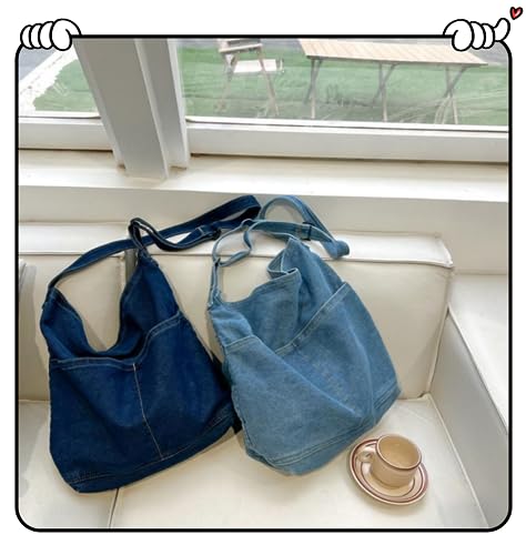 Image of Leaper Women's Hobo Handbags Denim Shoulder Bag Lightweight Retro Travel Crossbody Handbag for Women