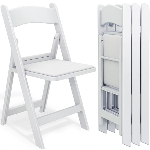 YITAHOME White Folding Chairs Set of 12, Sturdy Resin Folding Chairs with Padded Seat for Extra Comfort (550 lbs), Stackable White Chairs for Events, Weddings, Parties, Picnics, Yoga