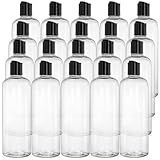 Peohud 20 Pack 16oz Clear Plastic Empty Bottles with Disc Top Flip Caps, Refillable Shampoo Bottles, Squeezable Travel Containers for Lotions, Cosmetics, Liquid Body Soap, Creams, BPA Free