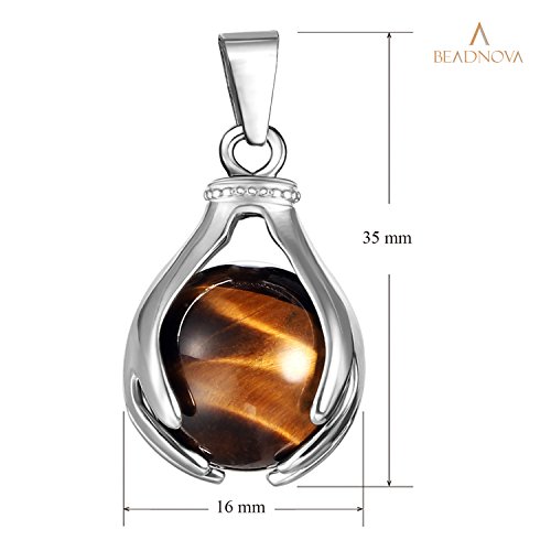 BEADNOVA Healing Gemstone Necklace Crystal Ball Pendant Necklace with Stainless Steel Chain 18 Inches Gift Box Packing3