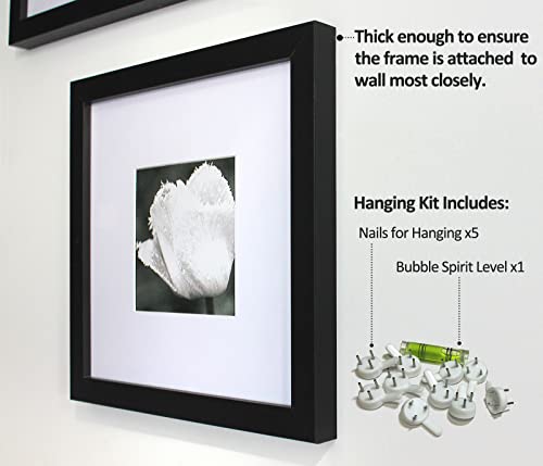 Yaetm 12X12 Picture Frames Black Set Of 4, Square Photo Frame Displays 8X8 With Mat Or 12X12 Without Mat thumb #3
